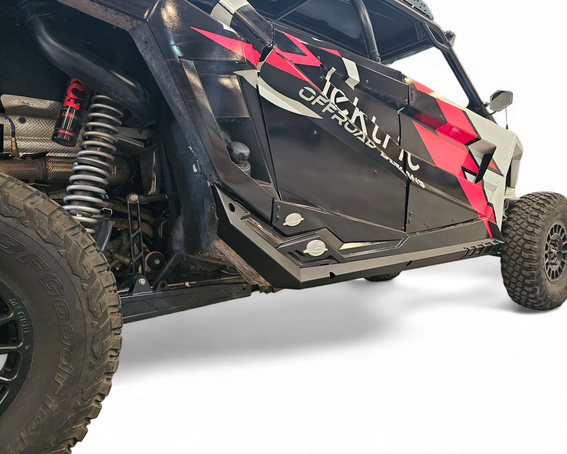 Passenger side Volt rock slider on Polaris RZR Turbo R 4-seat