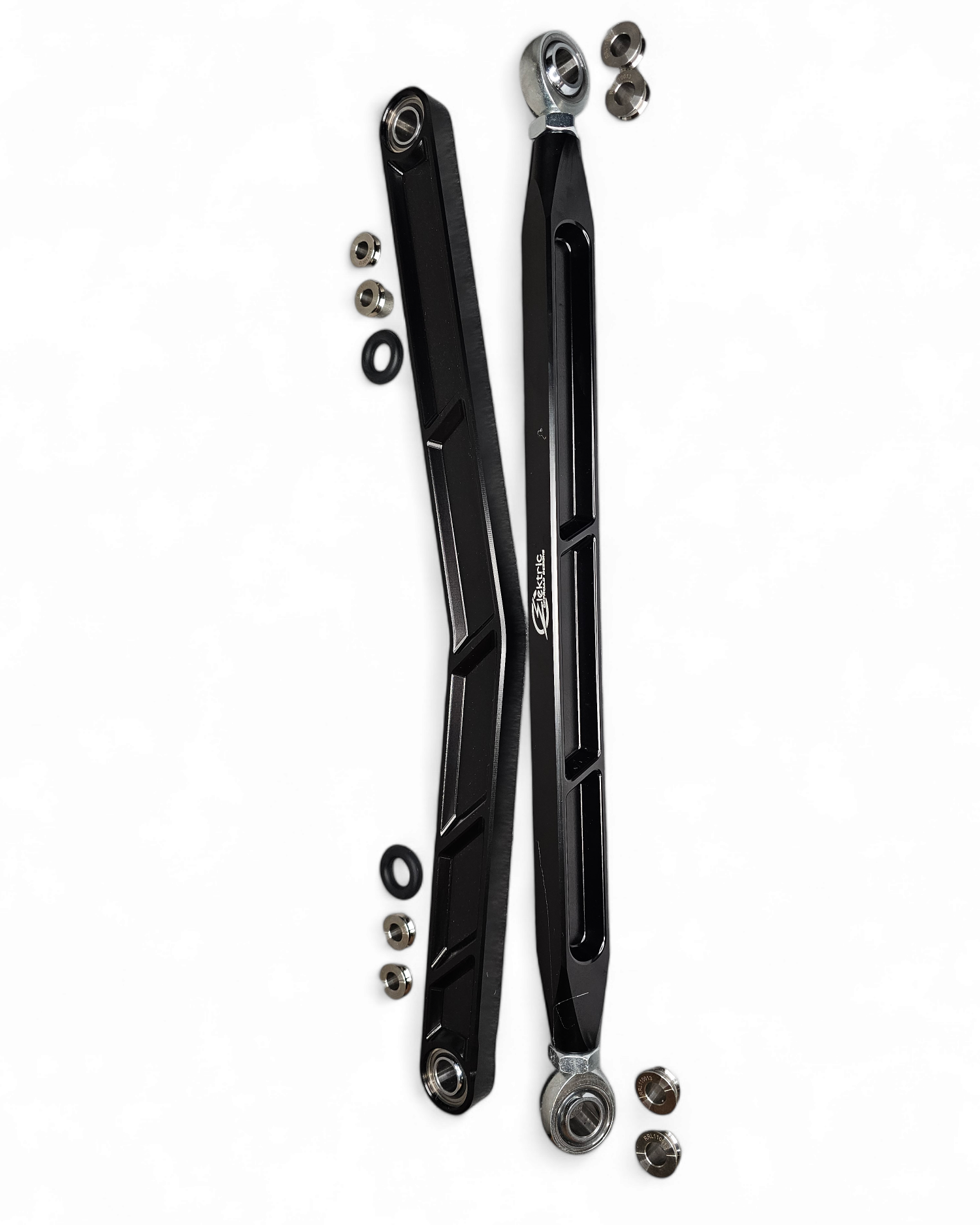 Teflon-coated uni-ball with misalignment spacer on Polaris RZR Pro XP radius rod