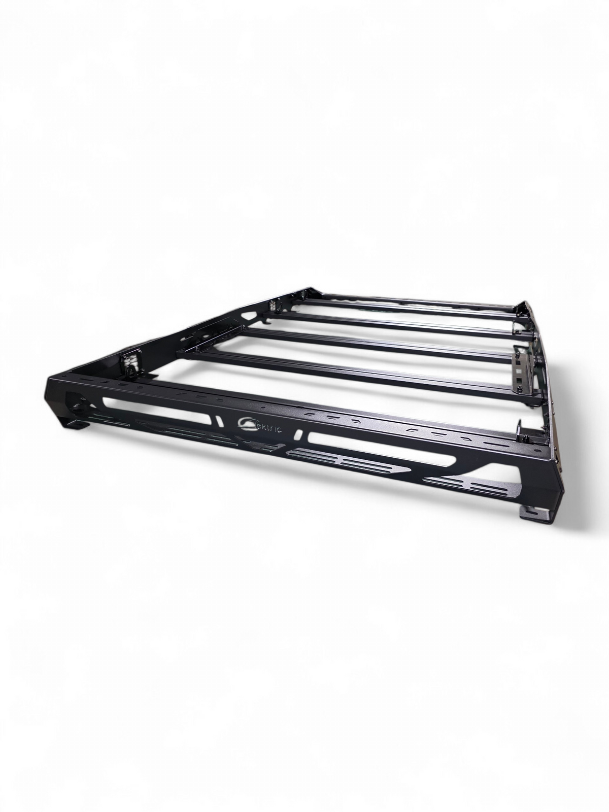 Front corner angle of the roof rack frame on a white background