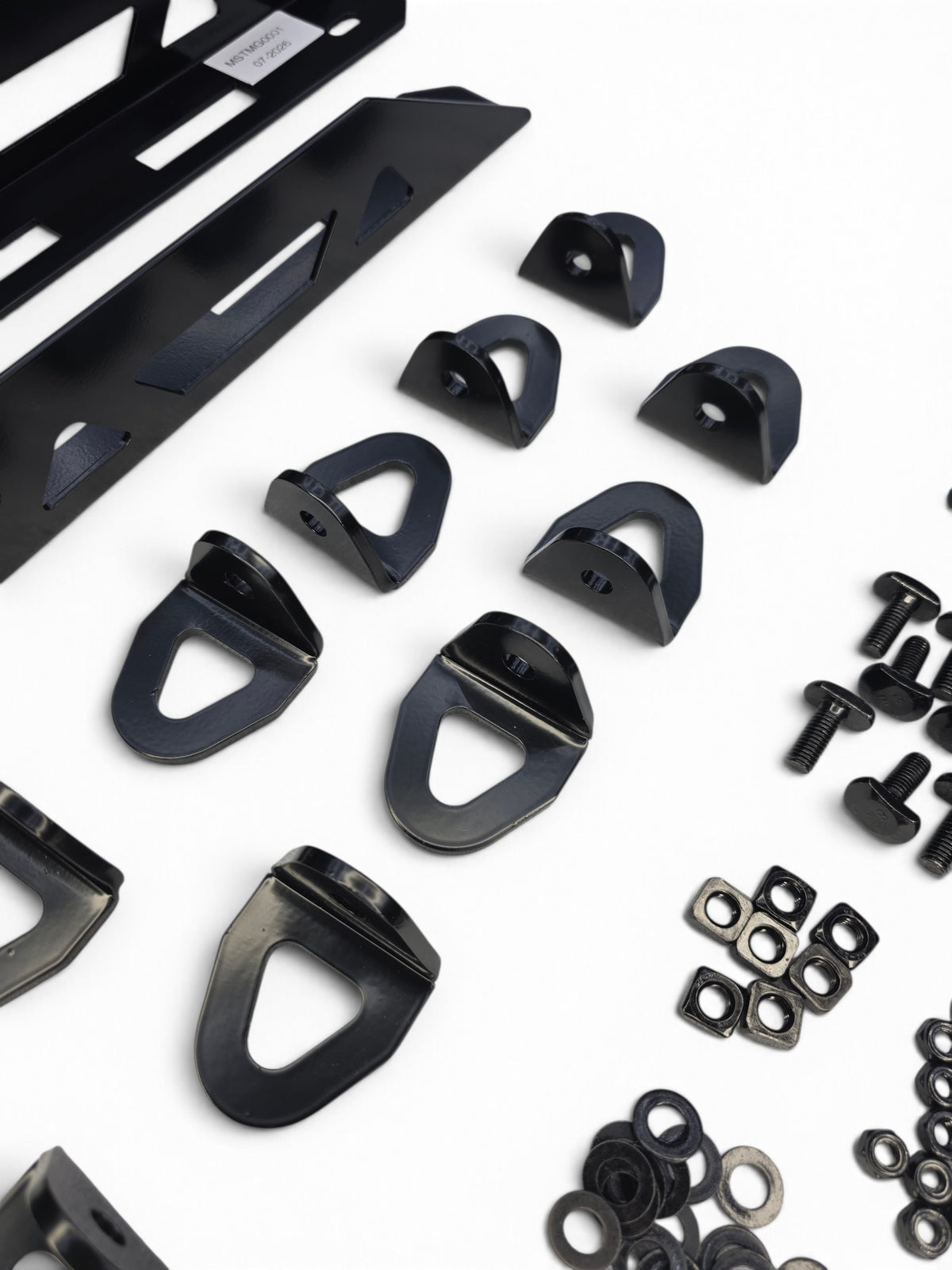 Close-up of the tie-down points and hardware from the kit