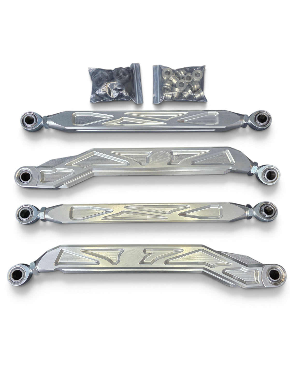 2026+ CFMoto ZForce Z10 Race Series High Clearance Billet Radius Rods, Anodized Clear