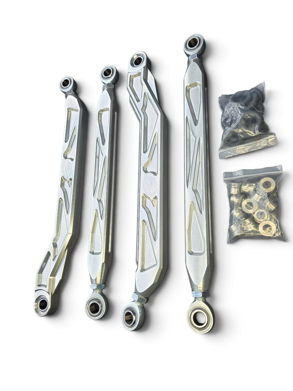 2026+ CFMoto ZForce Z10 Race Series High Clearance Billet Radius Rods, Anodized Clear