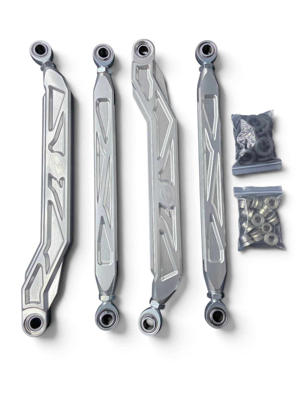 2026+ CFMoto ZForce Z10 Race Series High Clearance Billet Radius Rods, Anodized Clear