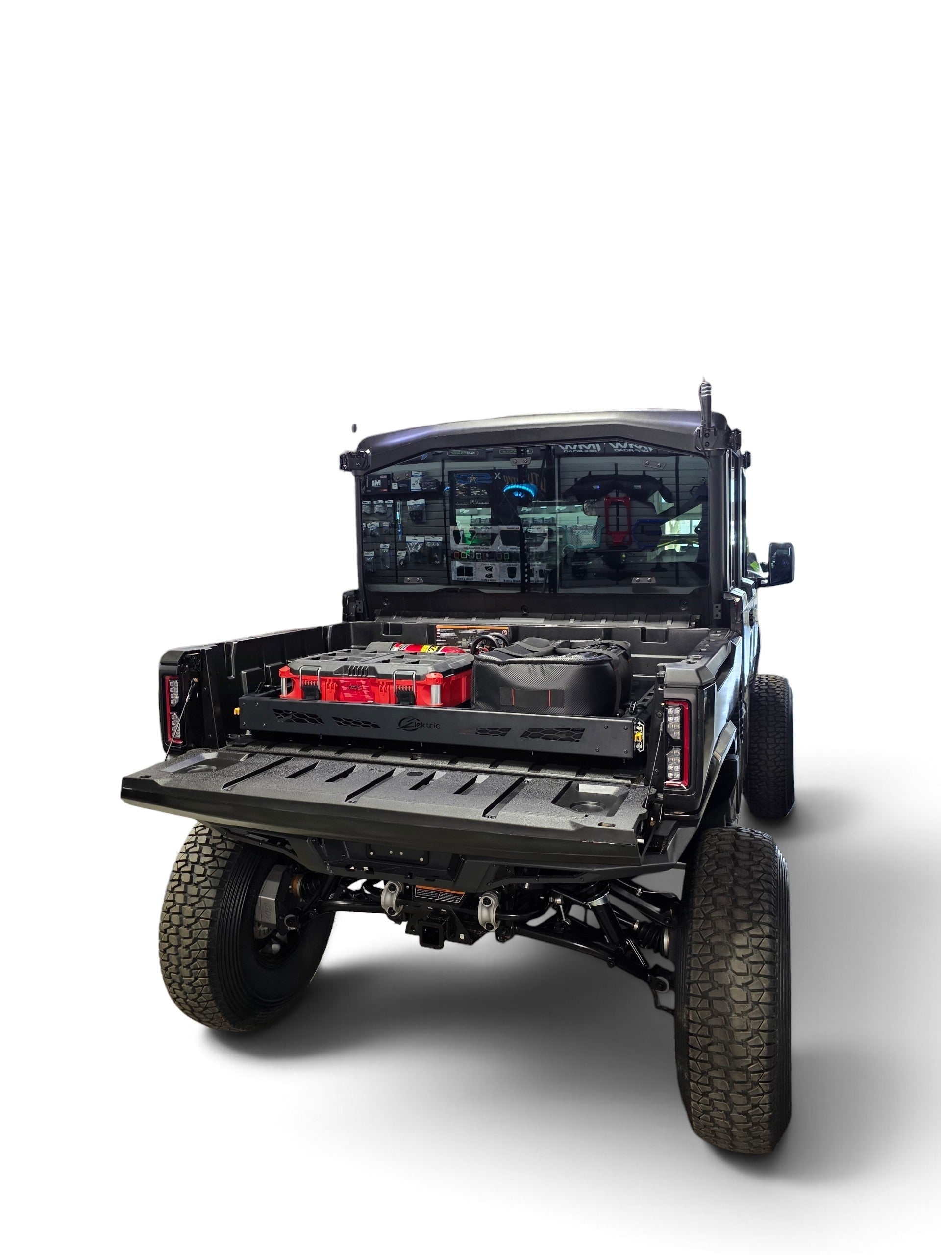 HDX Sliding Bed Drawer loaded with trail gear and tools