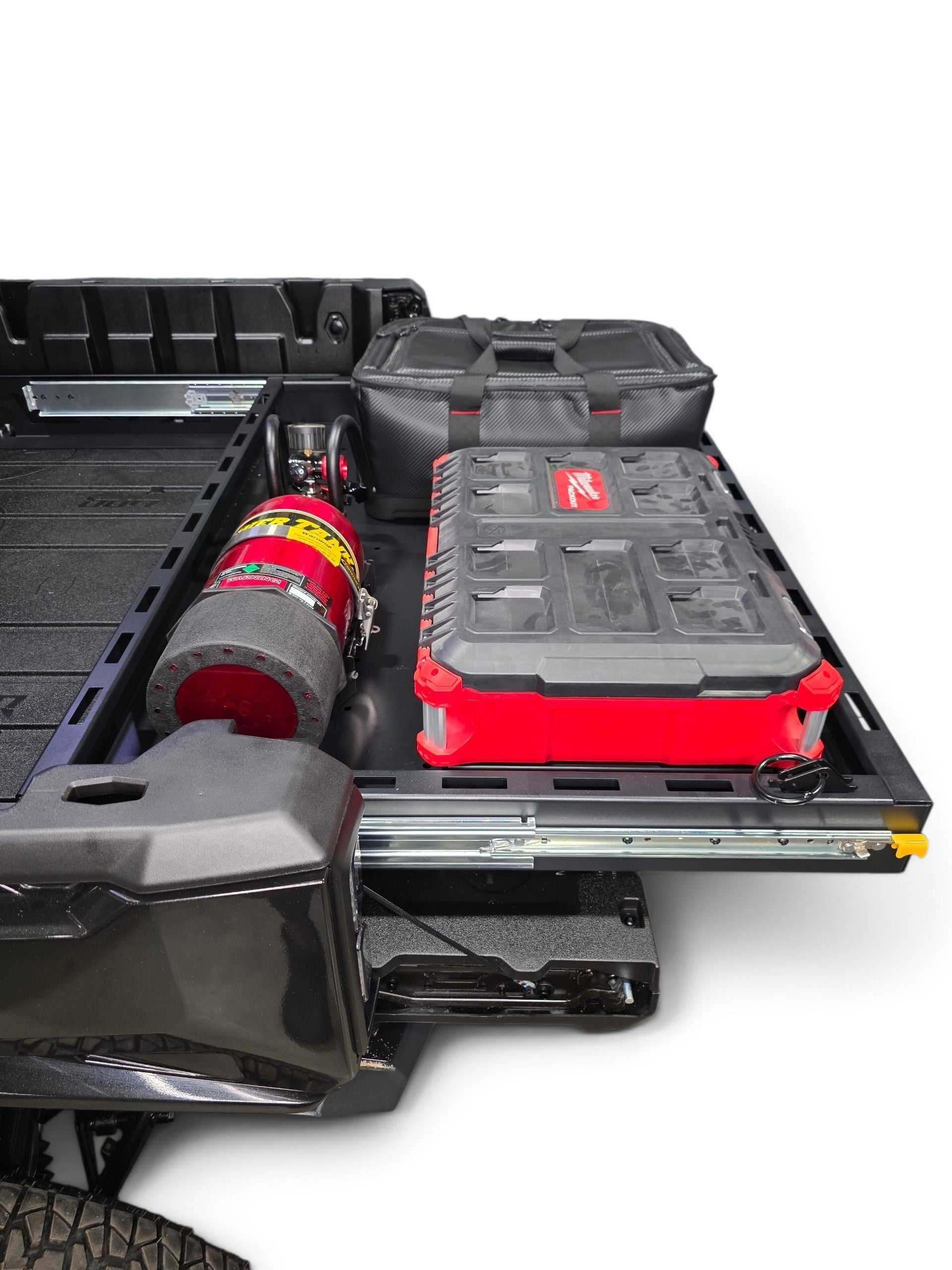 Elektric Offroad Designs HDX Sliding Bed Drawer folded-edge construction close-up