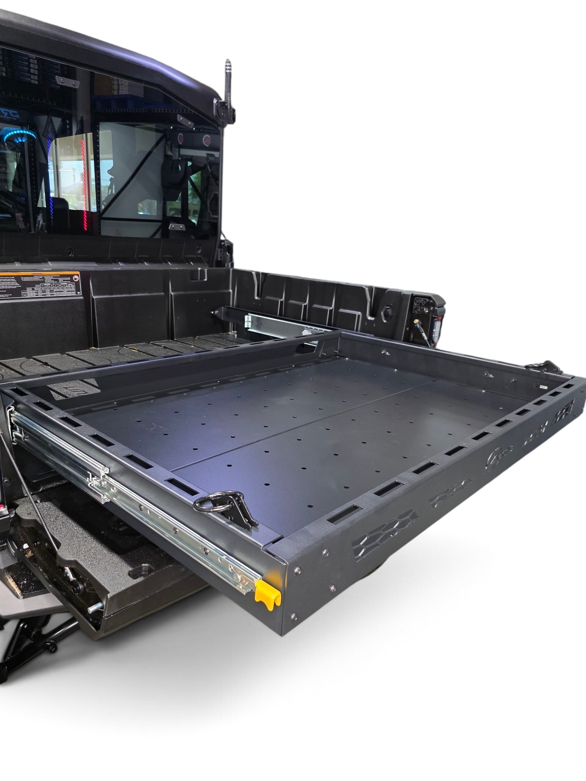 HDX Sliding Bed Drawer E-Track clip and hook attachment example