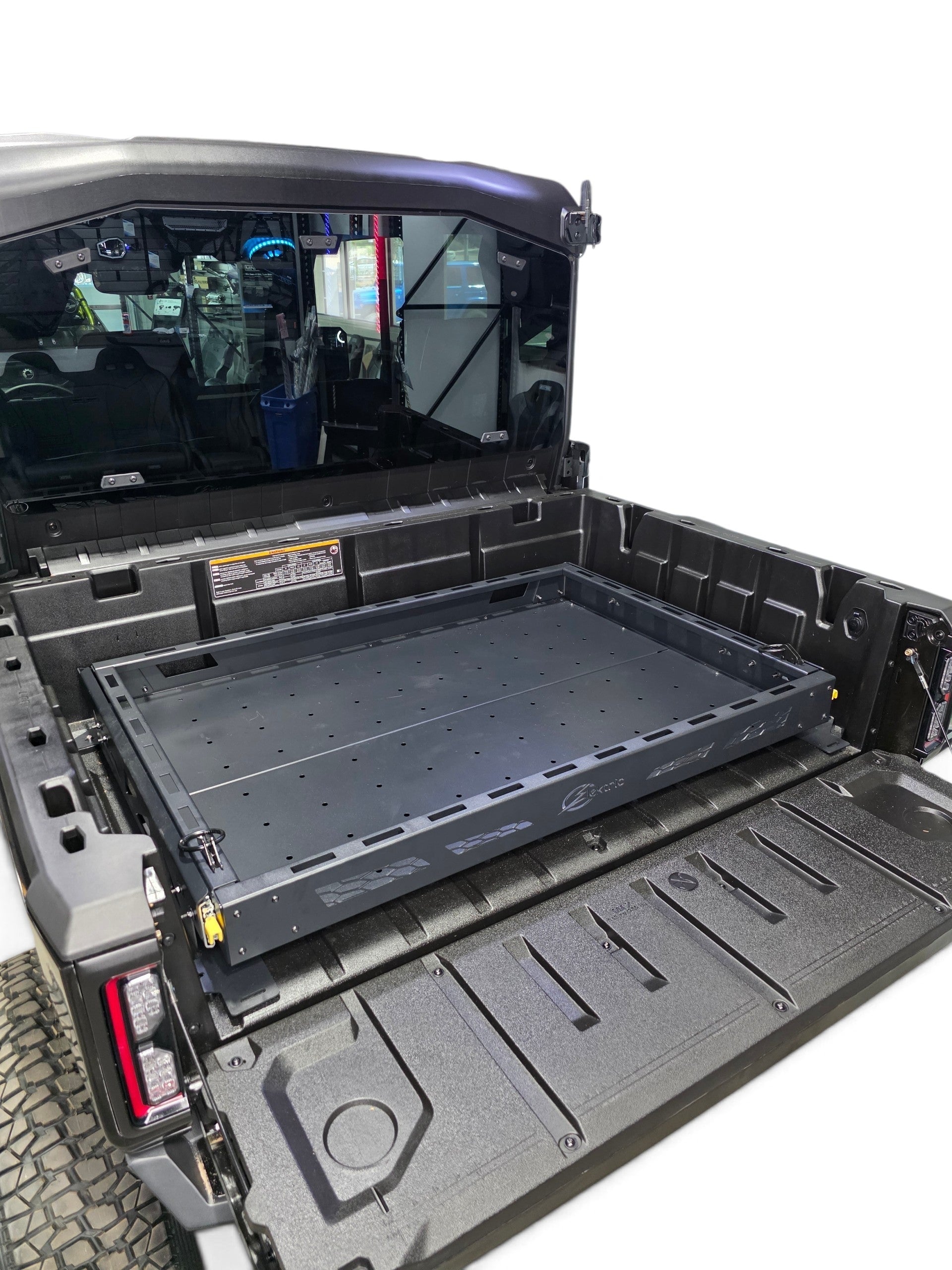 Pack-Out ready mounting holes on HDX Sliding Bed Drawer floor
