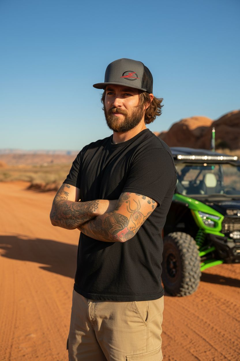 Classics 2-Tone Trucker Hat Charcoal/Black, Black/Red Elektric Logo