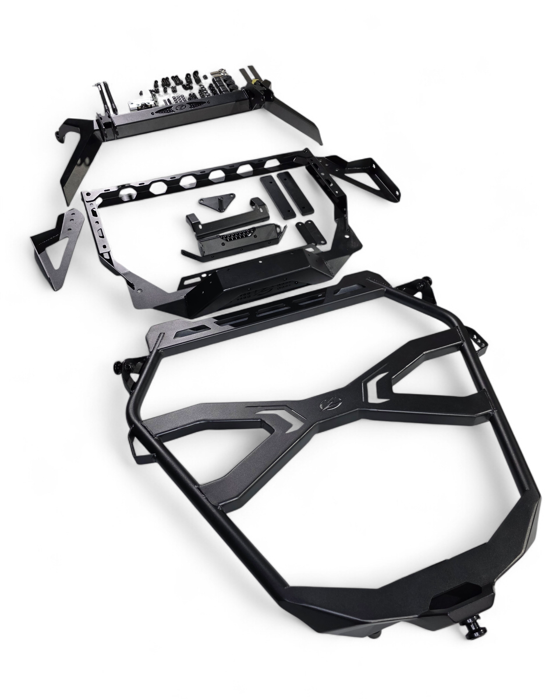 Kawasaki Teryx H2 Baja tire rack carrying an oversized 35-inch off-road spare tire