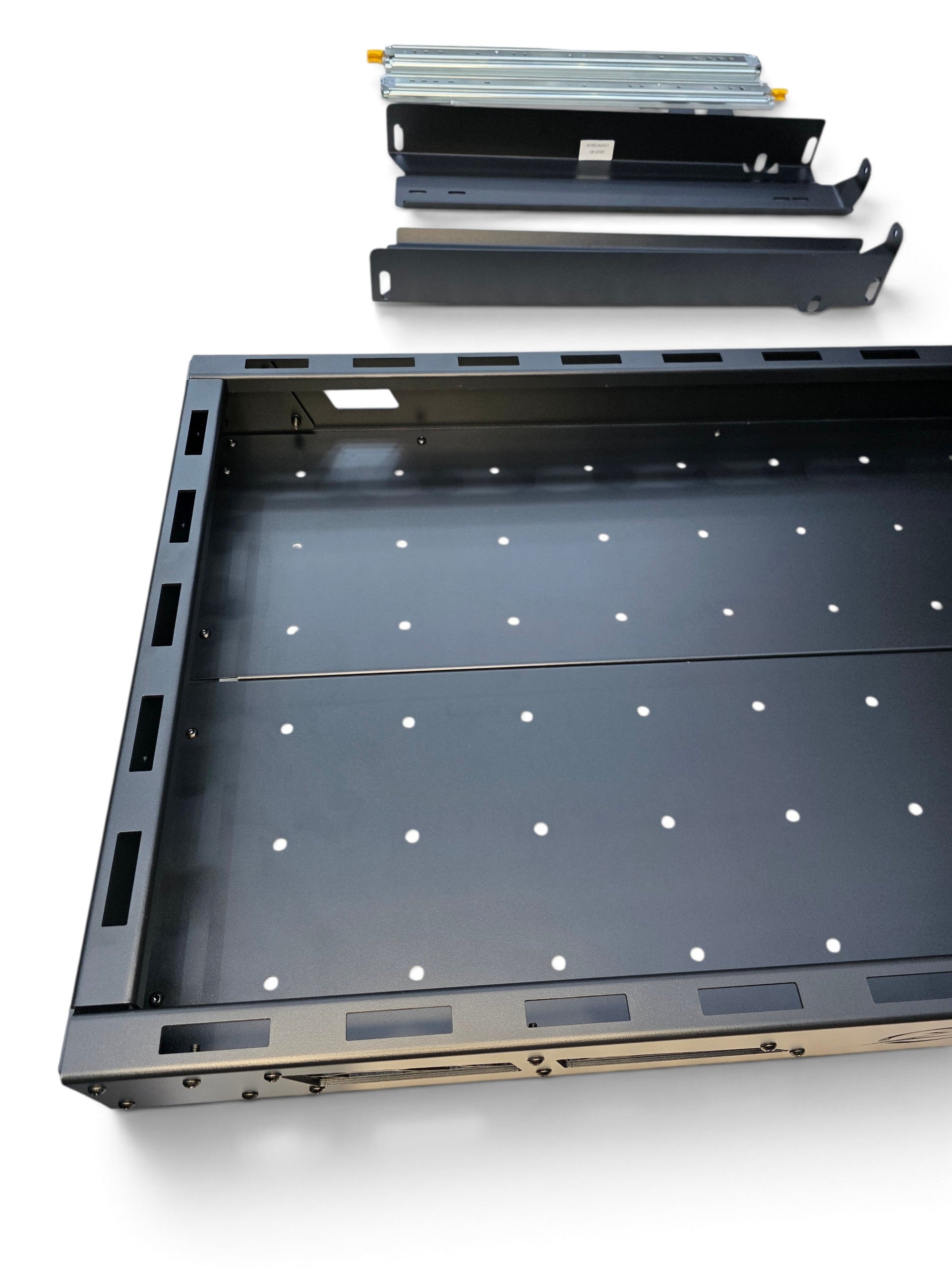 HDX Sliding Bed Drawer hardware and slide rail close-up