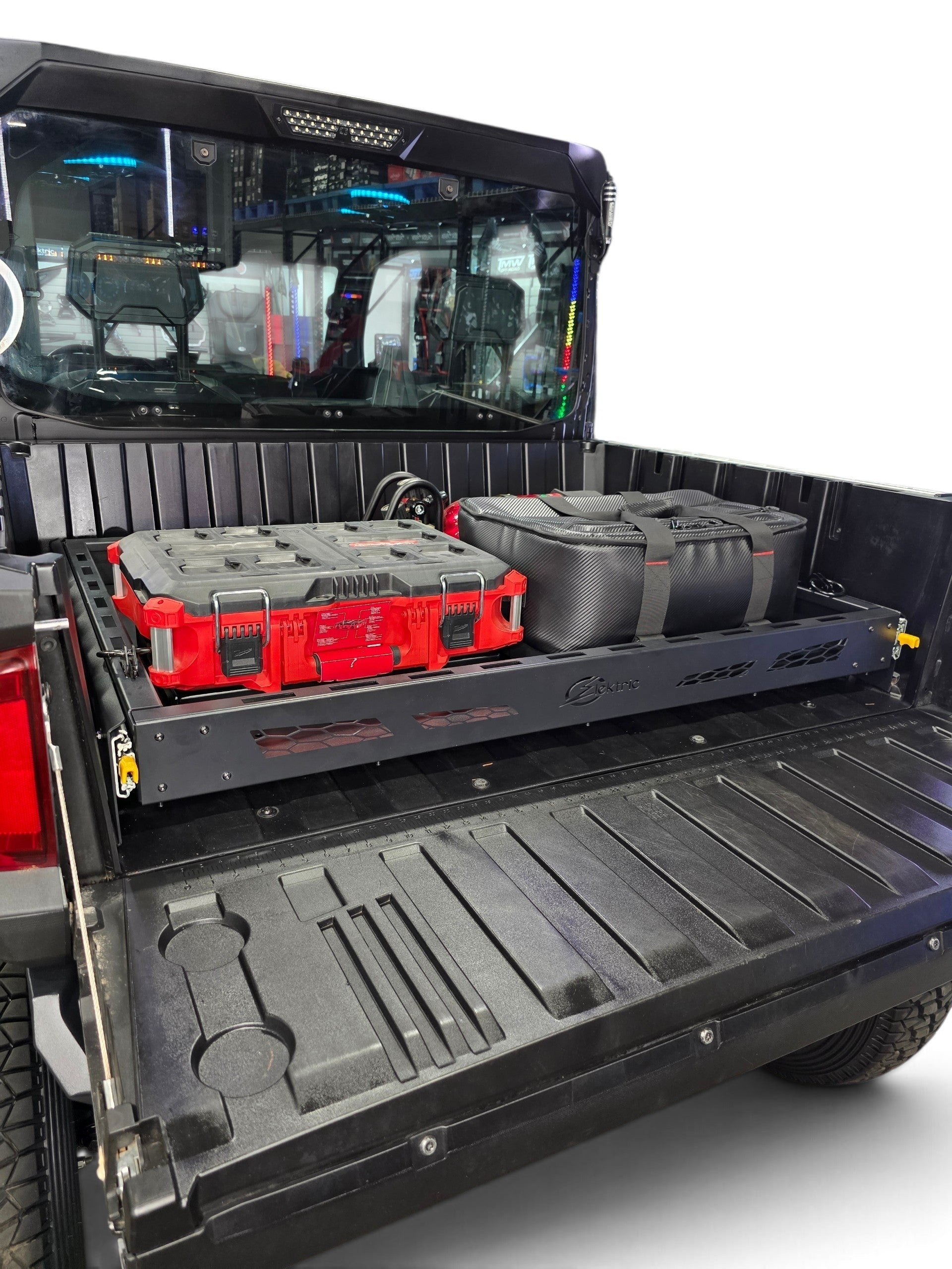 Elektric Offroad Designs HDX Sliding Bed Drawer top-down view