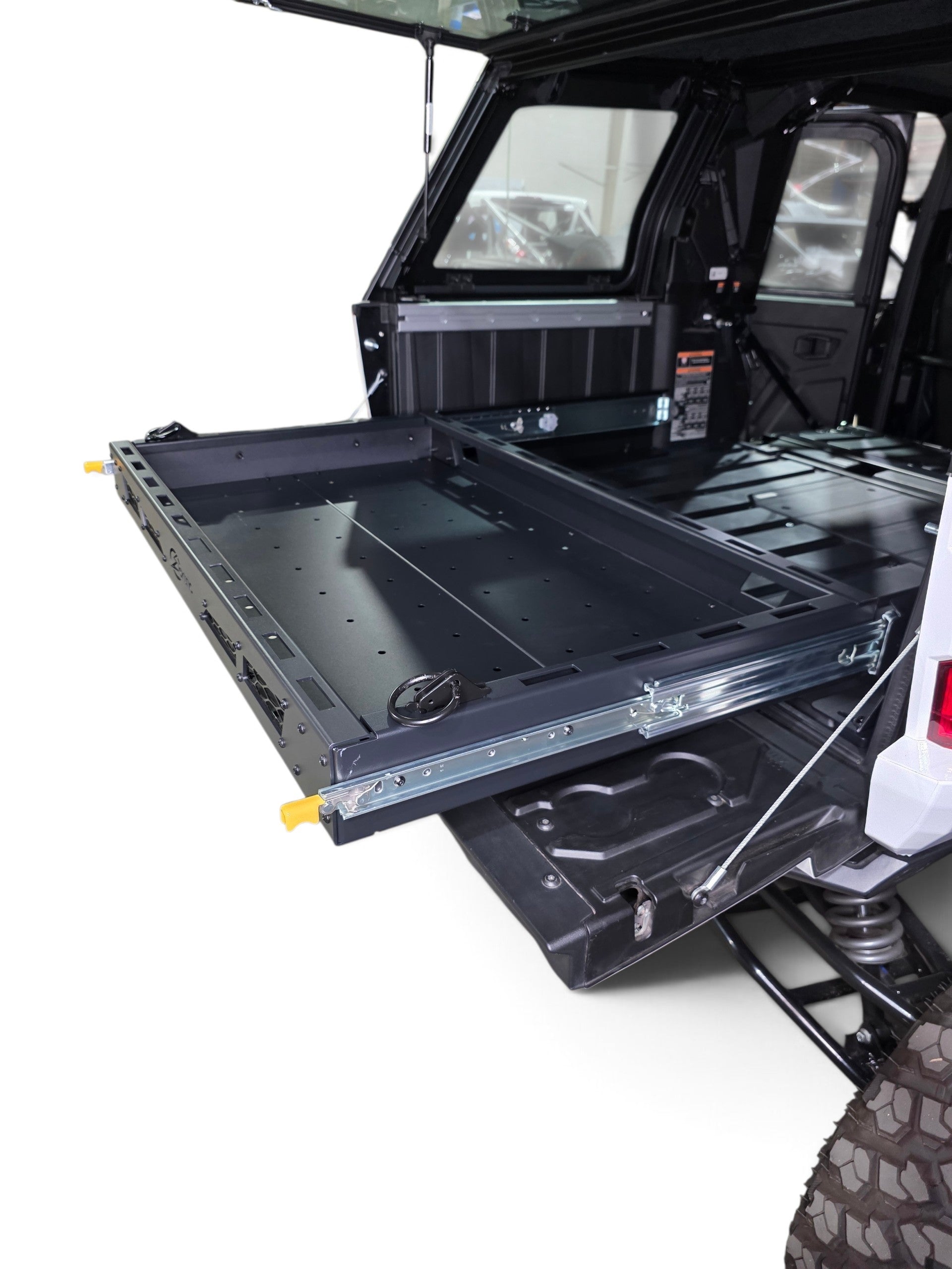 HDX Sliding Bed Drawer E-Track clip and hook attachment example