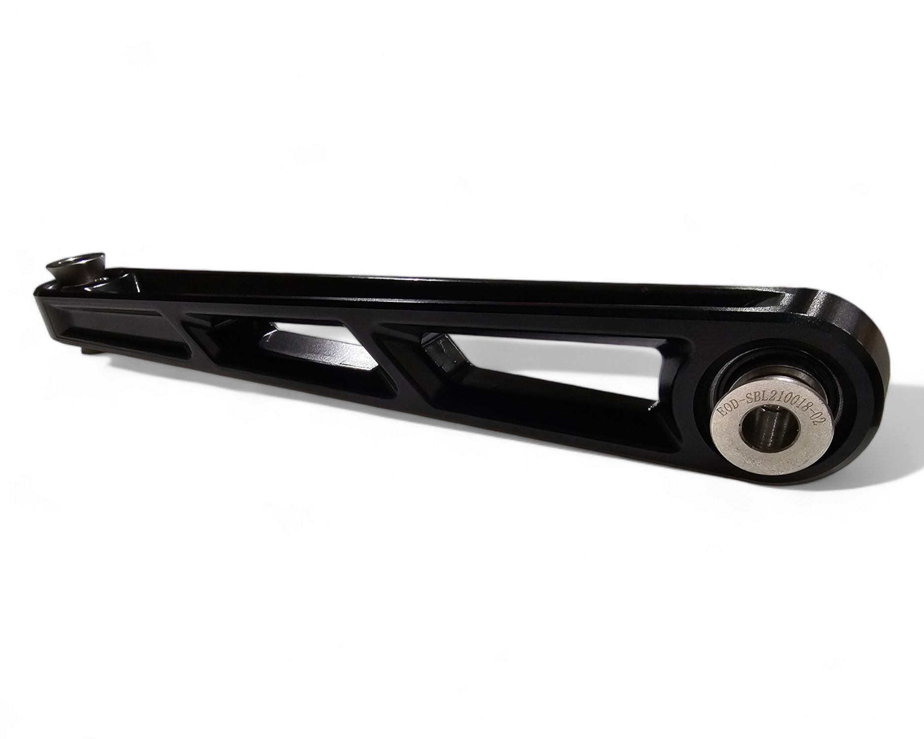 Polaris RZR Pro R Turbo R Front Sway Bar Links in black shown solo displaying full billet pair