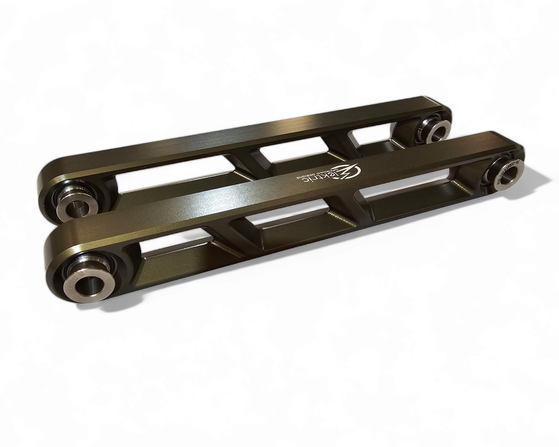 Polaris RZR Turbo R Rear Sway Bar Links in gunmetal shown displaying full billet pair