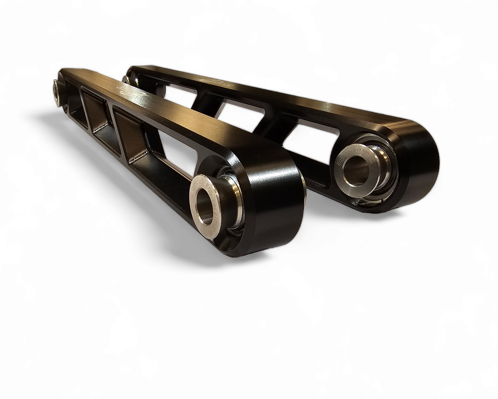 Polaris RZR Pro R Turbo R black billet rear sway bar links shown as a set