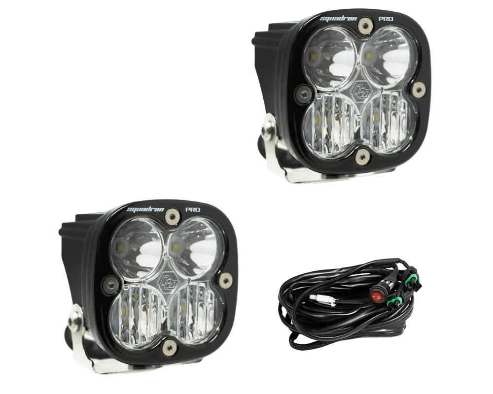 Squadron Pro Black LED Auxiliary Light Pod Pair Driving/Combo Clear